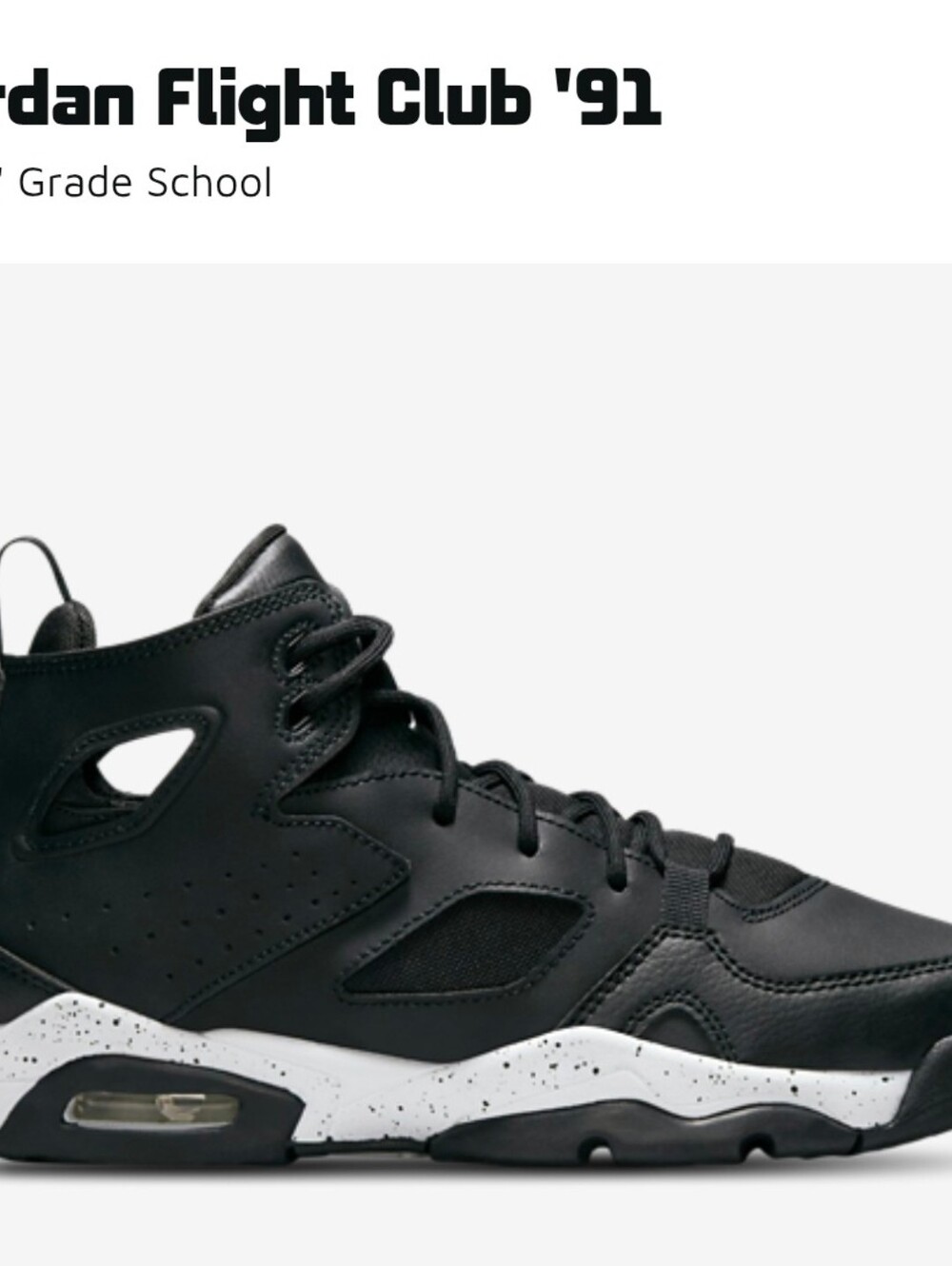 Jordan Flight Club FLTCLB 91 GS New 6.5 Boys New Black And White - Picture 2 of 6
